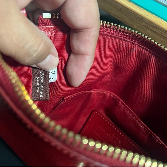 Coach Bags Coach Corner Zip Wristlet Pebble Leather 6x4 Brick Red C7943 - Picture 8 of 10